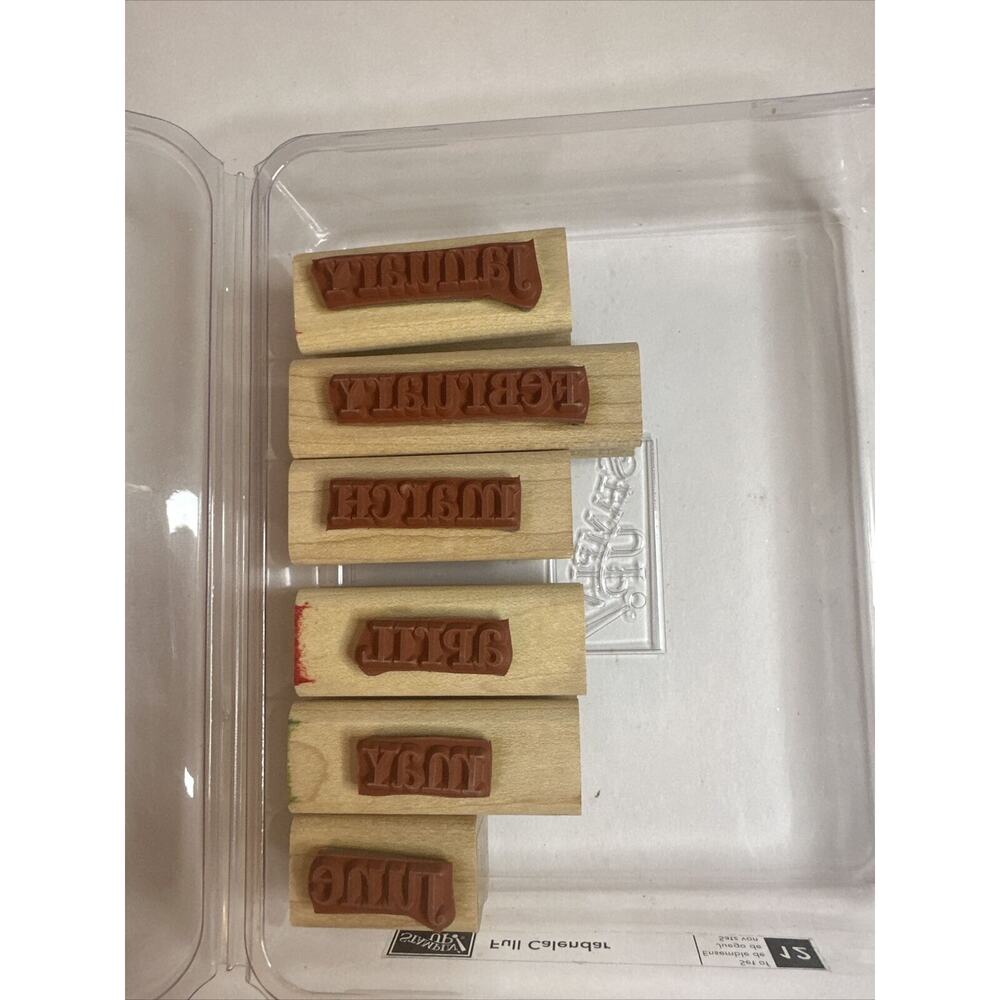 Stampin' Up! FULL CALENDAR Wood Stamp 12 Months on 6 Stamps March April May June